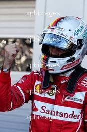 Sebastian Vettel (GER) Ferrari celebrates his pole position in parc ferme. 29.04.2017. Formula 1 World Championship, Rd 4, Russian Grand Prix, Sochi Autodrom, Sochi, Russia, Qualifying Day.