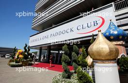 Paddock Club entrance. 29.04.2017. Formula 1 World Championship, Rd 4, Russian Grand Prix, Sochi Autodrom, Sochi, Russia, Qualifying Day.