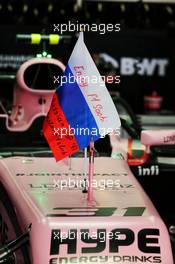 Russian flag of support for the Sahara Force India F1 Team. 30.04.2017. Formula 1 World Championship, Rd 4, Russian Grand Prix, Sochi Autodrom, Sochi, Russia, Race Day.