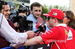 Kimi Raikkonen (FIN) Ferrari with the media. 27.04.2017. Formula 1 World Championship, Rd 4, Russian Grand Prix, Sochi Autodrom, Sochi, Russia, Preparation Day.