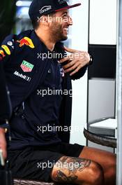Daniel Ricciardo (AUS) Red Bull Racing RB13 - tattoos on leg. 27.04.2017. Formula 1 World Championship, Rd 4, Russian Grand Prix, Sochi Autodrom, Sochi, Russia, Preparation Day.