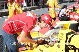 Race 2, Sean Gelael (INA) Pertamina Arden with Antonio Giovinazzi (ITA) Ferrari Development Driver. 09.07.2017. FIA Formula 2 Championship, Rd 5, Spielberg, Austria, Sunday.