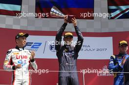 Race 2, the podium: winner Artem Markelov (RUS) Russian Time, 2nd place Alexander  Albon (THA) ART Grand Prix, 3d place Olivier Rowland (GBR) DAMS 09.07.2017. FIA Formula 2 Championship, Rd 5, Spielberg, Austria, Sunday.