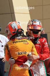 Race 1, 3rd place Charles Leclerc (MON) PREMA Racing and 2nd place  Norman Nato (FRA) Pertamina Arden 15.04.2017. FIA Formula 2 Championship, Rd 1, Sakhir, Bahrain, Saturday.