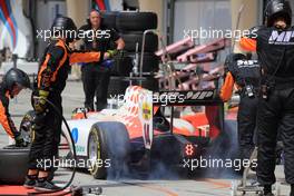 Race 1, Pit stop, Sergio Sette Camara (BRA) MP Motorsport 15.04.2017. FIA Formula 2 Championship, Rd 1, Sakhir, Bahrain, Saturday.
