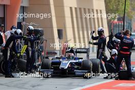 Race 1, Pit stop, Artem Markelov (Rus) Russian Time race winner 15.04.2017. FIA Formula 2 Championship, Rd 1, Sakhir, Bahrain, Saturday.