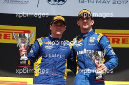 Race 2, 2nd place Oliver Rowland (GBR) DAMS and 3rd place Nicolas Latifi (CAN) Dams 14.05.2017. FIA Formula 2 Championship, Rd 2, Barcelona, Spain, Sunday.