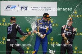 Race 2, 1st place Nicolas Latifi (CAN) Dams, 2nd place Luca Ghiotto (ITA) RUSSIAN TIME and 3rd place Artem Markelov (Rus) Russian Time 16.07.2017. FIA Formula 2 Championship, Rd 6, Silverstone, England, Sunday.