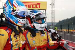 Race 2, 3rd place Ryan Tveter (USA) Trident and Giuliano Alesi (FRA) Trident race winner 27.08.2017. GP3 Series, Rd 5, Spa-Francorchamps, Belgium, Sunday.