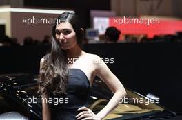 stand girl 07-08.03.2017. Geneva International Motor Show, Geneva, Switzerland. www.xpbimages.com, EMail: requests@xpbimages.com - copy of publication required for printed pictures. Every used picture is fee-liable. © Copyright: Photo4 / XPB Images