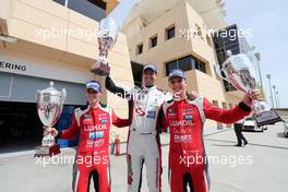 Race 2, 1st place  Dusan Borkovic (SRB) Alfa Romeo Giulietta TCR, GE-Force, 2nd place James Nash (GBR) SEAT Leon TCR, Lukoil Craft-Bamboo Racing and 3rd place Hugo Valente (FRA) SEAT Leon TCR, Lukoil Craft-Bamboo Racing 16.04.2017. TCR International Series, Rd 2, Sakhir, Bahrain, Sunday.