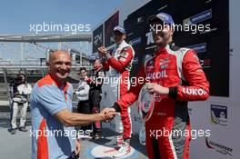 Race 1, 3rd place place Pepe Oriola (ESP) SEAT Leon TCR, Lukoil Craft-Bamboo Racing and Gabriele Tarquini (ITA) TCR Hyundai Test Driver 13.05.2017. TCR International Series, Rd 4, Monza, Italy, Saturday.