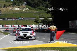 Race 1, Dusan Borkovic (SRB) Alfa Romeo Giulietta TCR, GE-Force and the red flag. 09-11.06.2017 TCR International Series, Round 5, Salzburgring, Salzburg, Austria
