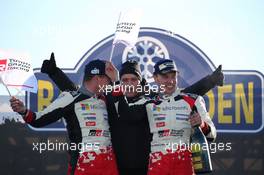 12.02.2017 - Jari-Matti Latvala (FIN)-Miikka Anttila (FIN) Toyota Yaris WRC, Toyota Gazoo Racing WRT race winner with Tommi Makinen (FIN) Team Principal, Toyota Gazoo Racing 09-12.02.2017 FIA World Rally Championship 2017, Rd 2, Sweden, Sweden, Karlstad