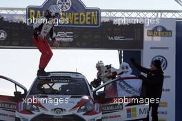 12.02.2017 - 1st place Jari-Matti Latvala (FIN)-Miikka Anttila (FIN) Toyota Yaris WRC, Toyota Gazo Racing WRT with Tommi Makinen (FIN) Team Principal, Toyota Gazoo Racing 09-12.02.2017 FIA World Rally Championship 2017, Rd 2, Sweden, Sweden, Karlstad