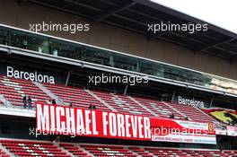 Michael Schumacher (GER) banner in the grandstand. 28.02.2019. Formula One Testing, Day Three, Barcelona, Spain. Thursday.
