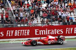 Mick Schumacher (GER) Ferrari Test Driver in the Ferrari F2004 driven by his father Michael Schumacher. 28.07.2019. Formula 1 World Championship, Rd 11, German Grand Prix, Hockenheim, Germany, Race Day.