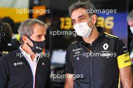 (L to R): Alain Prost (FRA) Renault F1 Team Non-Executive Director with Cyril Abiteboul (FRA) Renault Sport F1 Managing Director. 31.10.2020. Formula 1 World Championship, Rd 13, Emilia Romagna Grand Prix, Imola, Italy, Qualifying Day.