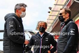 (L to R): Marcin Budkowski (POL) Alpine F1 Team Executive Director with Alain Prost (FRA) Alpine F1 Team Non-Executive Director and Laurent Rossi (FRA) Alpine Chief Executive Officer. 17.04.2021. Formula 1 World Championship, Rd 2, Emilia Romagna Grand Prix, Imola, Italy, Qualifying Day.