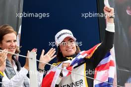 Race winner Jamie Chadwick (GBR) Jenner Racing celebrates on the podium. 02.07.2022. W Series, Rd 3, Silverstone, England, Race Day.