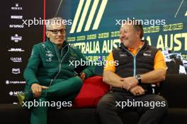 (L to R): Mike Krack (LUX) Aston Martin F1 Team, Team Principal and Zak Brown (USA) McLaren Executive Director in the FIA Press Conference. 31.03.2023. Formula 1 World Championship, Rd 3, Australian Grand Prix, Albert Park, Melbourne, Australia, Practice Day.