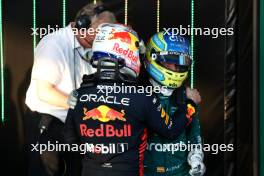 (L to R): Race winner Max Verstappen (NLD) Red Bull Racing with third placed Fernando Alonso (ESP) Aston Martin F1 Team in parc ferme. 02.04.2023. Formula 1 World Championship, Rd 3, Australian Grand Prix, Albert Park, Melbourne, Australia, Race Day.