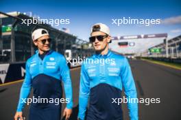 Logan Sargeant (USA) Williams Racing (Right) walks the circuit with Ben Jacobs (AUS) Williams Racing Personal Trainer. 29.03.2023. Formula 1 World Championship, Rd 3, Australian Grand Prix, Albert Park, Melbourne, Australia, Preparation Day.