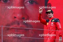 Charles Leclerc (MON) Ferrari celebrates his second position on the podium. 02.07.2023. Formula 1 World Championship, Rd 10, Austrian Grand Prix, Spielberg, Austria, Race Day.