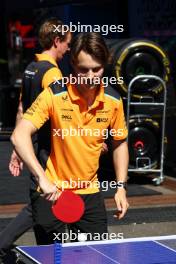 Oscar Piastri (AUS) McLaren plays table tennis in the paddock. 29.06.2023. Formula 1 World Championship, Rd 10, Austrian Grand Prix, Spielberg, Austria, Preparation Day.