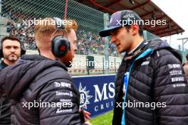 Esteban Ocon (FRA) Alpine F1 Team with Josh Peckett (GBR) Alpine F1 Team Race Engineer on the grid. 30.07.2023. Formula 1 World Championship, Rd 13, Belgian Grand Prix, Spa Francorchamps, Belgium, Race Day.