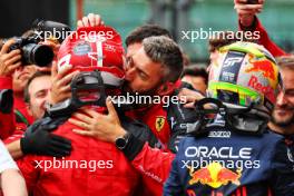 Charles Leclerc (MON) Ferrari celebrates his third position in parc ferme with the team. 30.07.2023. Formula 1 World Championship, Rd 13, Belgian Grand Prix, Spa Francorchamps, Belgium, Race Day.