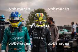 Lewis Hamilton (GBR) Mercedes AMG F1 and Fernando Alonso (ESP) Aston Martin F1 Team in parc ferme. 30.07.2023. Formula 1 World Championship, Rd 13, Belgian Grand Prix, Spa Francorchamps, Belgium, Race Day.