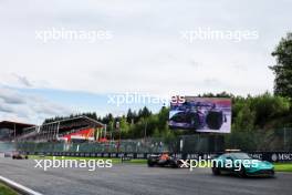 Max Verstappen (NLD) Red Bull Racing RB19 leads behind the Aston Martin FIA Safety Car. 29.07.2023. Formula 1 World Championship, Rd 13, Belgian Grand Prix, Spa Francorchamps, Belgium, Sprint Day.