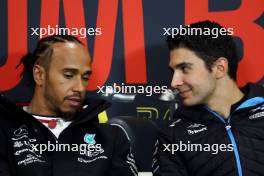 (L to R): Lewis Hamilton (GBR) Mercedes AMG F1 and Esteban Ocon (FRA) Alpine F1 Team in the FIA Press Conference. 27.07.2023. Formula 1 World Championship, Rd 13, Belgian Grand Prix, Spa Francorchamps, Belgium, Preparation Day.