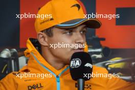 Lando Norris (GBR) McLaren in the FIA Press Conference. 27.07.2023. Formula 1 World Championship, Rd 13, Belgian Grand Prix, Spa Francorchamps, Belgium, Preparation Day.