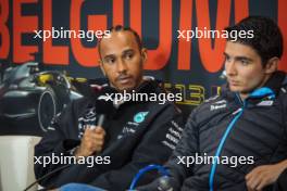 (L to R): Lewis Hamilton (GBR) Mercedes AMG F1 and Esteban Ocon (FRA) Alpine F1 Team in the FIA Press Conference. 27.07.2023. Formula 1 World Championship, Rd 13, Belgian Grand Prix, Spa Francorchamps, Belgium, Preparation Day.