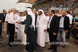 Stefano Domenicali (ITA) Formula One President and CEO with Mohammed Bin Sulayem (UAE) FIA President on the grid. 05.03.2023. Formula 1 World Championship, Rd 1, Bahrain Grand Prix, Sakhir, Bahrain, Race Day.
