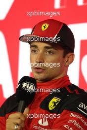 Charles Leclerc (MON) Ferrari in the post qualifying FIA Press Conference. 04.03.2023. Formula 1 World Championship, Rd 1, Bahrain Grand Prix, Sakhir, Bahrain, Qualifying Day.