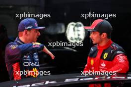 (L to R): Max Verstappen (NLD) Red Bull Racing with Charles Leclerc (MON) Ferrari in qualifying parc ferme. 03.11.2023. Formula 1 World Championship, Rd 21, Brazilian Grand Prix, Sao Paulo, Brazil, Qualifying Day.