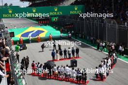 Drivers as the grid observes the national anthem. 05.11.2023. Formula 1 World Championship, Rd 21, Brazilian Grand Prix, Sao Paulo, Brazil, Race Day.