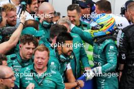 Fernando Alonso (ESP) Aston Martin F1 Team celebrates his second position with the team in parc ferme. 18.06.2023. Formula 1 World Championship, Rd 9, Canadian Grand Prix, Montreal, Canada, Race Day.