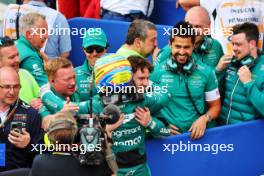 Fernando Alonso (ESP) Aston Martin F1 Team celebrates his second position with the team in parc ferme. 18.06.2023. Formula 1 World Championship, Rd 9, Canadian Grand Prix, Montreal, Canada, Race Day.
