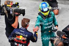 Race winner Max Verstappen (NLD) Red Bull Racing with second placed Fernando Alonso (ESP) Aston Martin F1 Team in parc ferme. 18.06.2023. Formula 1 World Championship, Rd 9, Canadian Grand Prix, Montreal, Canada, Race Day.