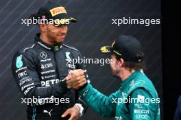 3rd place Lewis Hamilton (GBR) Mercedes AMG F1 W14 with 2nd place Fernando Alonso (ESP) Aston Martin F1 Team. 18.06.2023. Formula 1 World Championship, Rd 9, Canadian Grand Prix, Montreal, Canada, Race Day.