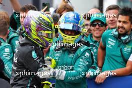 (L to R): Second placed Lewis Hamilton (GBR) Mercedes AMG F1 with third placed Fernando Alonso (ESP) Aston Martin F1 Team in parc ferme. 18.06.2023. Formula 1 World Championship, Rd 9, Canadian Grand Prix, Montreal, Canada, Race Day.