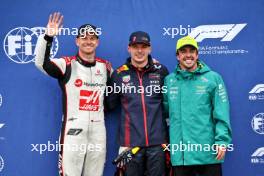 Qualifying top three in parc ferme (L to R): Nico Hulkenberg (GER) Haas F1 Team, second; Max Verstappen (NLD) Red Bull Racing, pole position; Fernando Alonso (ESP) Aston Martin F1 Team, third. 17.06.2023. Formula 1 World Championship, Rd 9, Canadian Grand Prix, Montreal, Canada, Qualifying Day.
