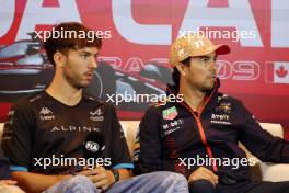 (L to R): Pierre Gasly (FRA) Alpine F1 Team and Sergio Perez (MEX) Red Bull Racing in the FIA Press Conference. 15.06.2023. Formula 1 World Championship, Rd 9, Canadian Grand Prix, Montreal, Canada, Preparation Day.