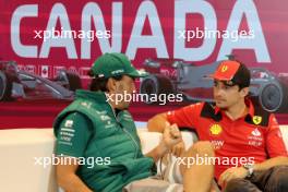 (L to R): Fernando Alonso (ESP) Aston Martin F1 Team and Charles Leclerc (MON) Ferrari in the FIA Press Conference. 15.06.2023. Formula 1 World Championship, Rd 9, Canadian Grand Prix, Montreal, Canada, Preparation Day.