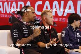 (L to R): Lewis Hamilton (GBR) Mercedes AMG F1 and Kevin Magnussen (DEN) Haas F1 Team in the FIA Press Conference. 15.06.2023. Formula 1 World Championship, Rd 9, Canadian Grand Prix, Montreal, Canada, Preparation Day.
