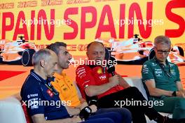 (L to R): Franz Tost (AUT) AlphaTauri Team Principal; Andreas Seidl (GER) Sauber Group Chief Executive Officer; Frederic Vasseur (FRA) Ferrari Team Principal; and Mike Krack (LUX) Aston Martin F1 Team, Team Principal, in the FIA Press Conference. 02.06.2023 Formula 1 World Championship, Rd 8, Spanish Grand Prix, Barcelona, Spain, Practice Day.